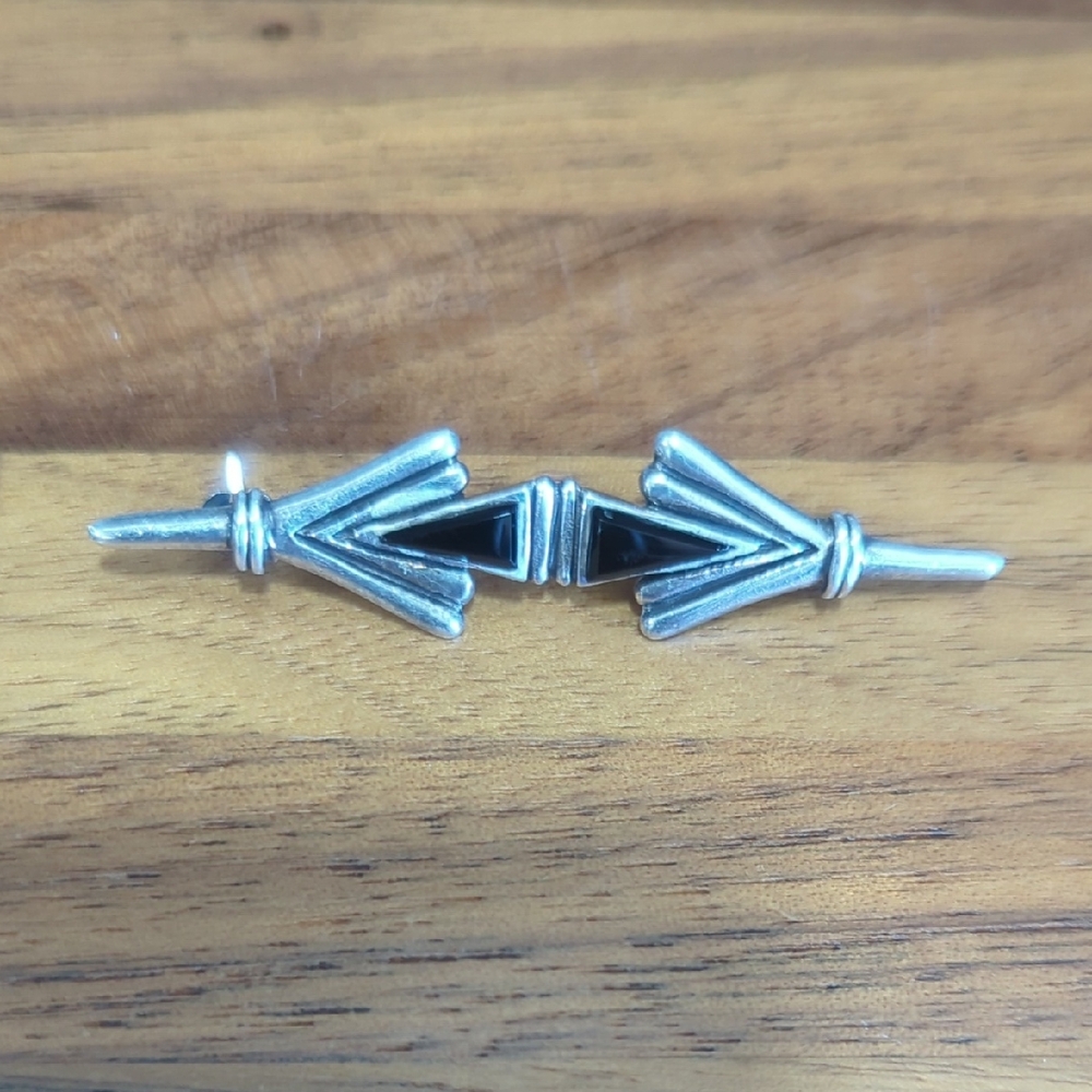 Sterling Silver Onyx Jet Pin Brooch Vintage Pawn
